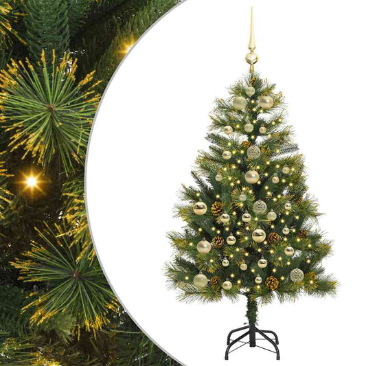 vidaXL Artificial Hinged Christmas Tree with Cones Green 150 cm 2