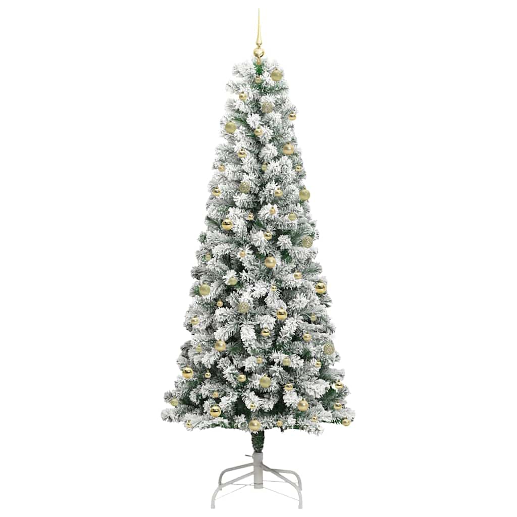 vidaXL Artificial Hinged Christmas Tree Green and White 240 cm 4