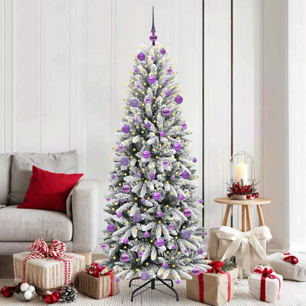 vidaXL Artificial Christmas Tree White Green and White 180 cm