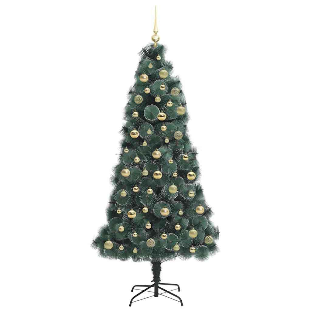 vidaXL Artificial Pre-lit Christmas Tree with Ball Set Green 180 cm 4