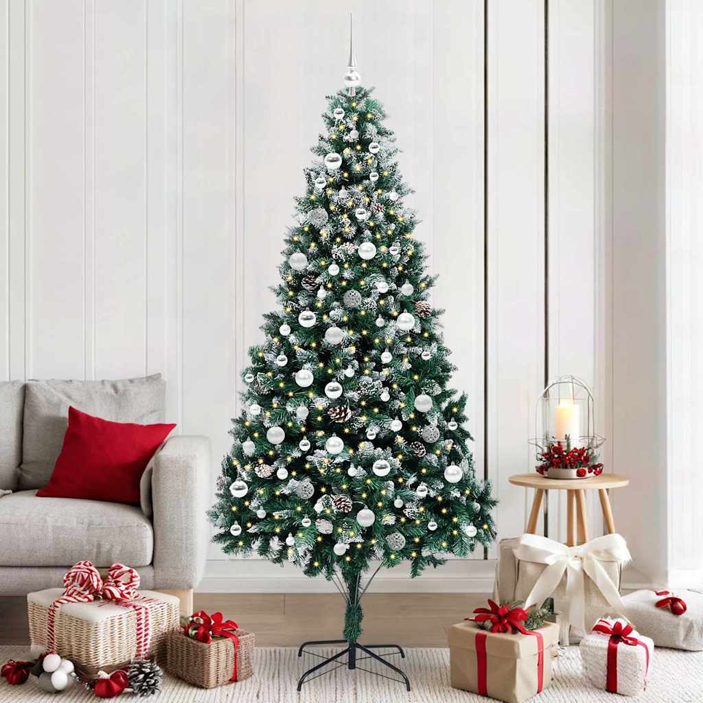 Artificial Christmas Tree Green 210 cm with 120 silver balls