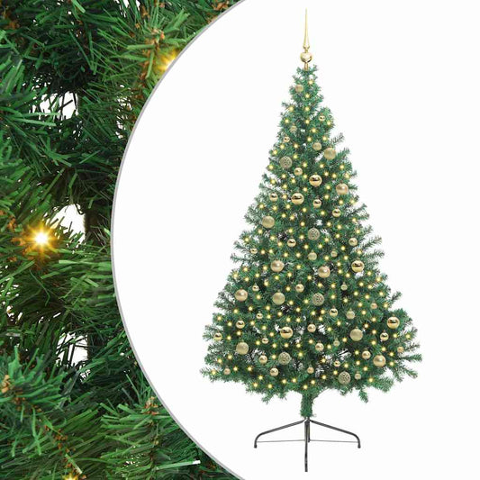 vidaXL Artificial Pre-lit Christmas Tree Green 210 cm PVC 2
