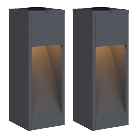 Solar Led Pathway Light 2 pcs Warm White Anthracite 18 x 18 x 50 cm