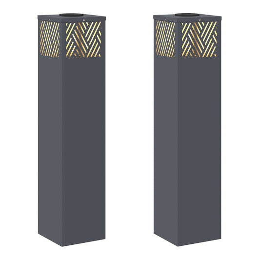 Solar LED Pathway Light 2 pcs Warm White Anthracite 18 x 18 x 80 cm