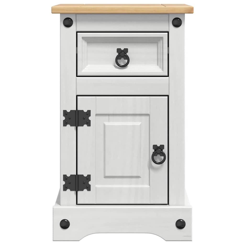 Bedside Table Corona White Solid Pine Wood