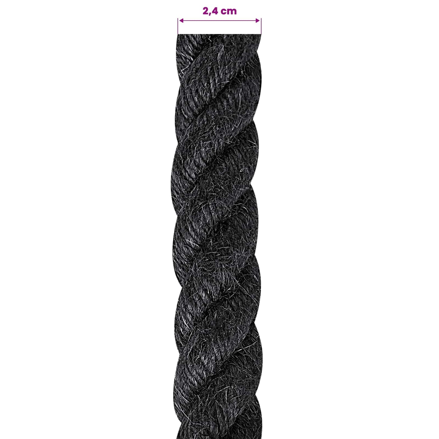 vidaXL Jute Rope 24 mm Black 100% Tossa jute 6