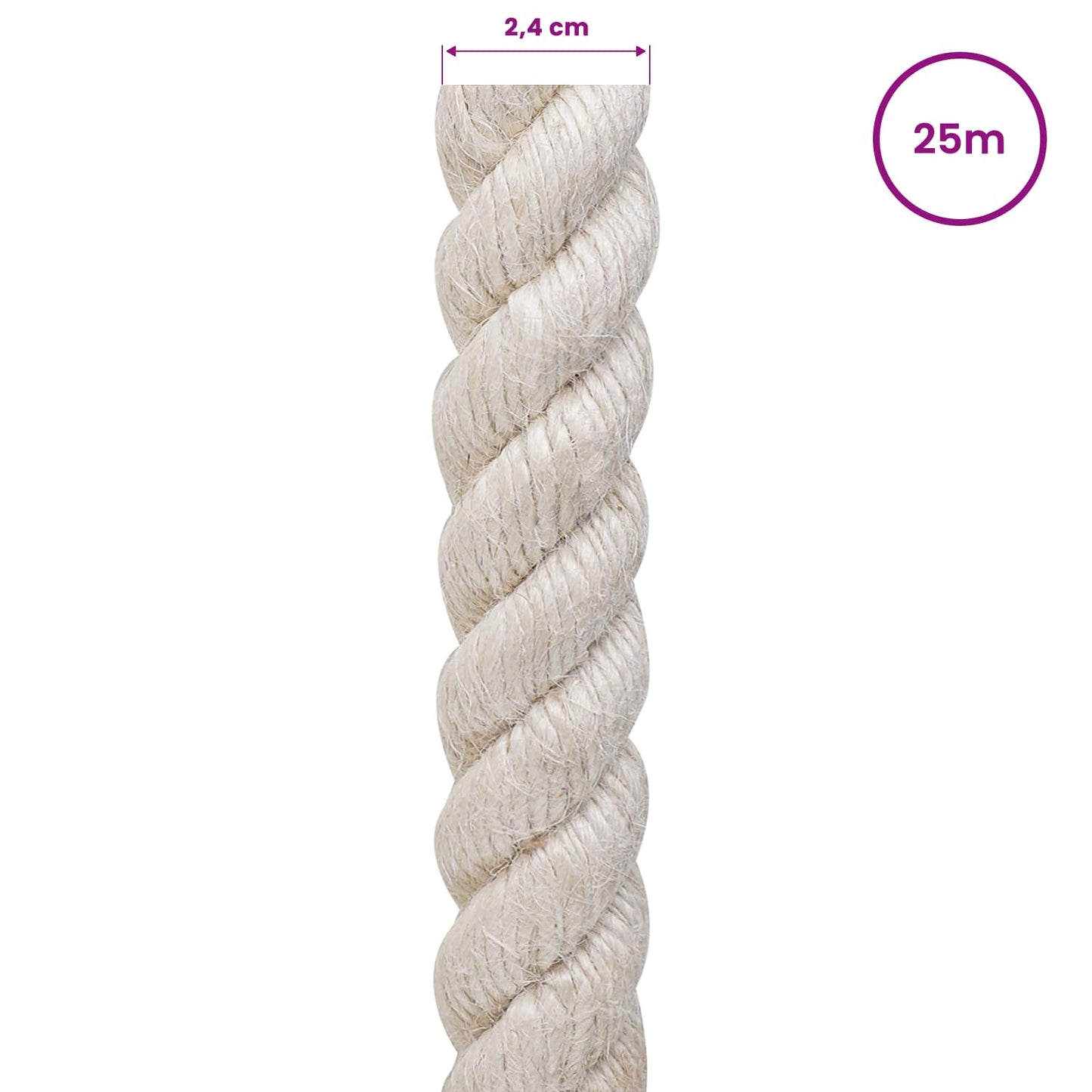 vidaXL Jute Rope 24 mm White 100% Tossa jute 5