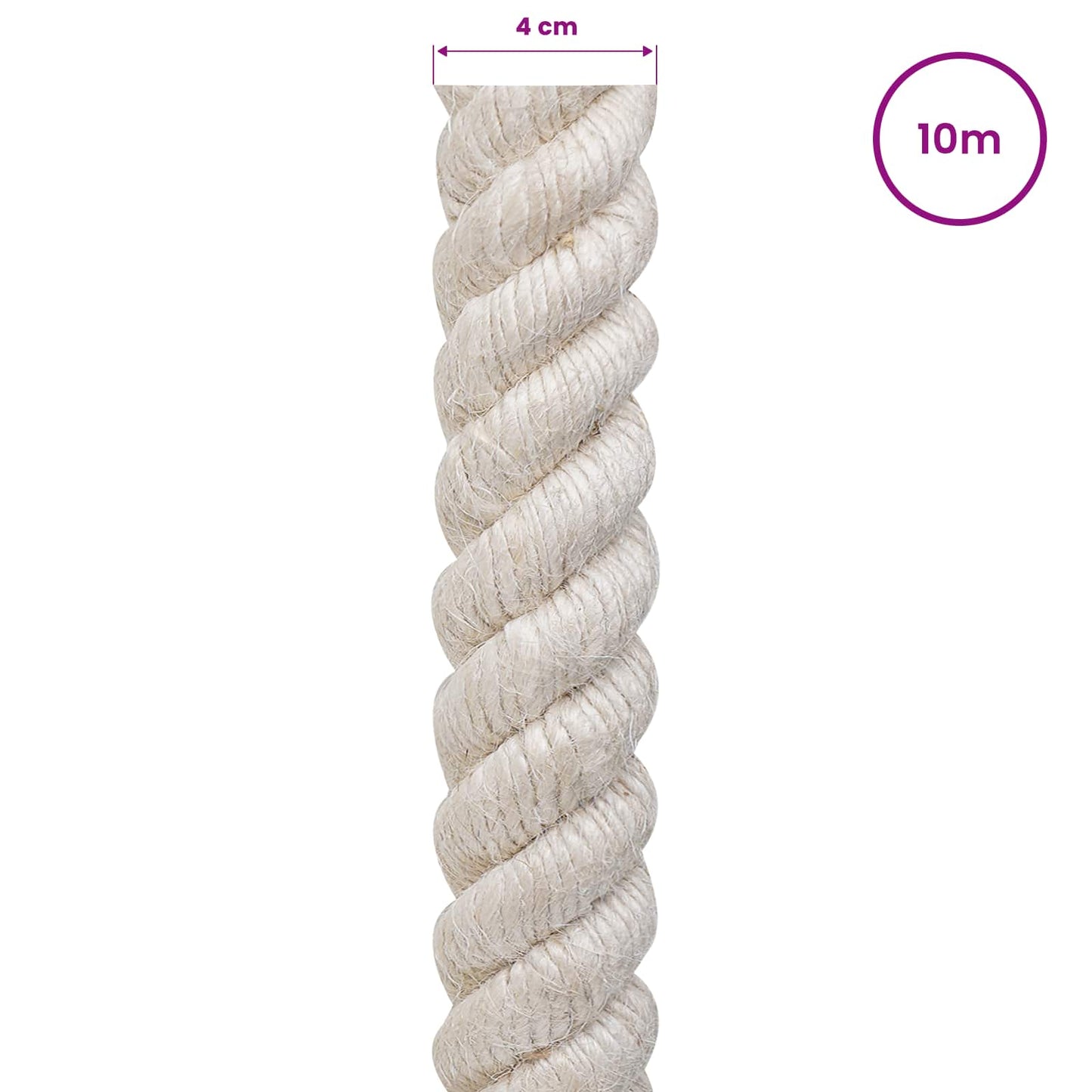 vidaXL Jute Rope 40 mm White 100% Tossa jute 5