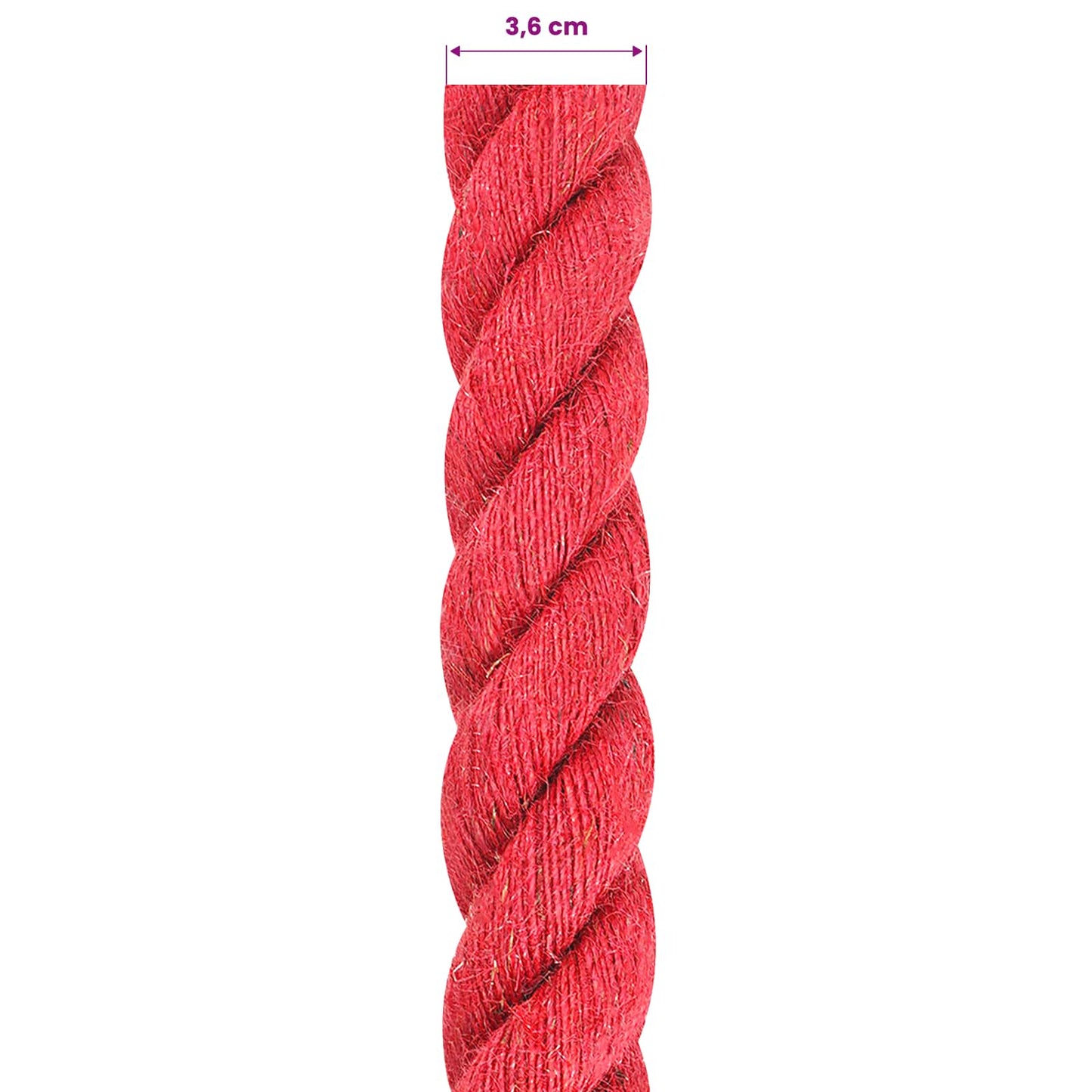 vidaXL Jute Rope 36 mm Red 100% Tossa jute 6