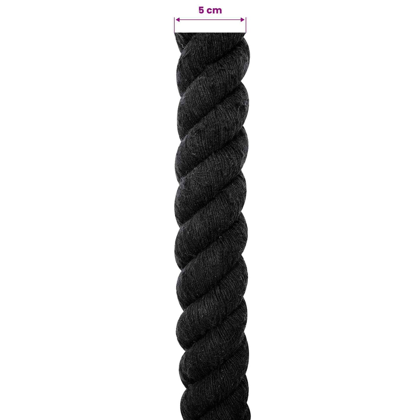 vidaXL Cotton Rope 50 mm 5 m Black 100% Cotton 6