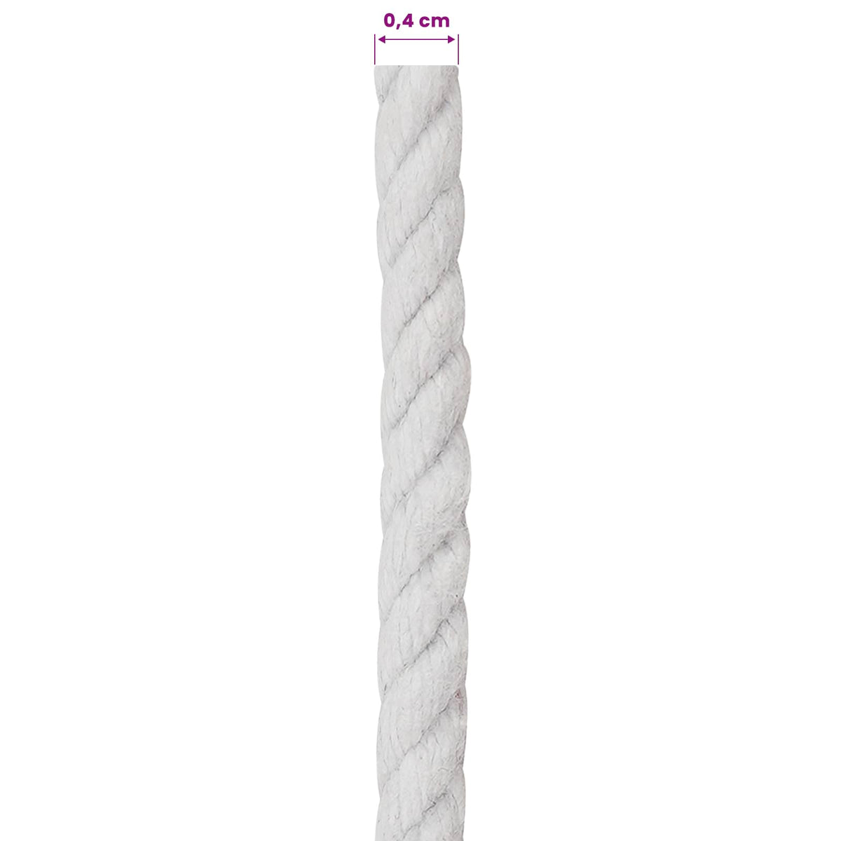 vidaXL Cotton Twine 4 mm 500 m White 100% Cotton 6
