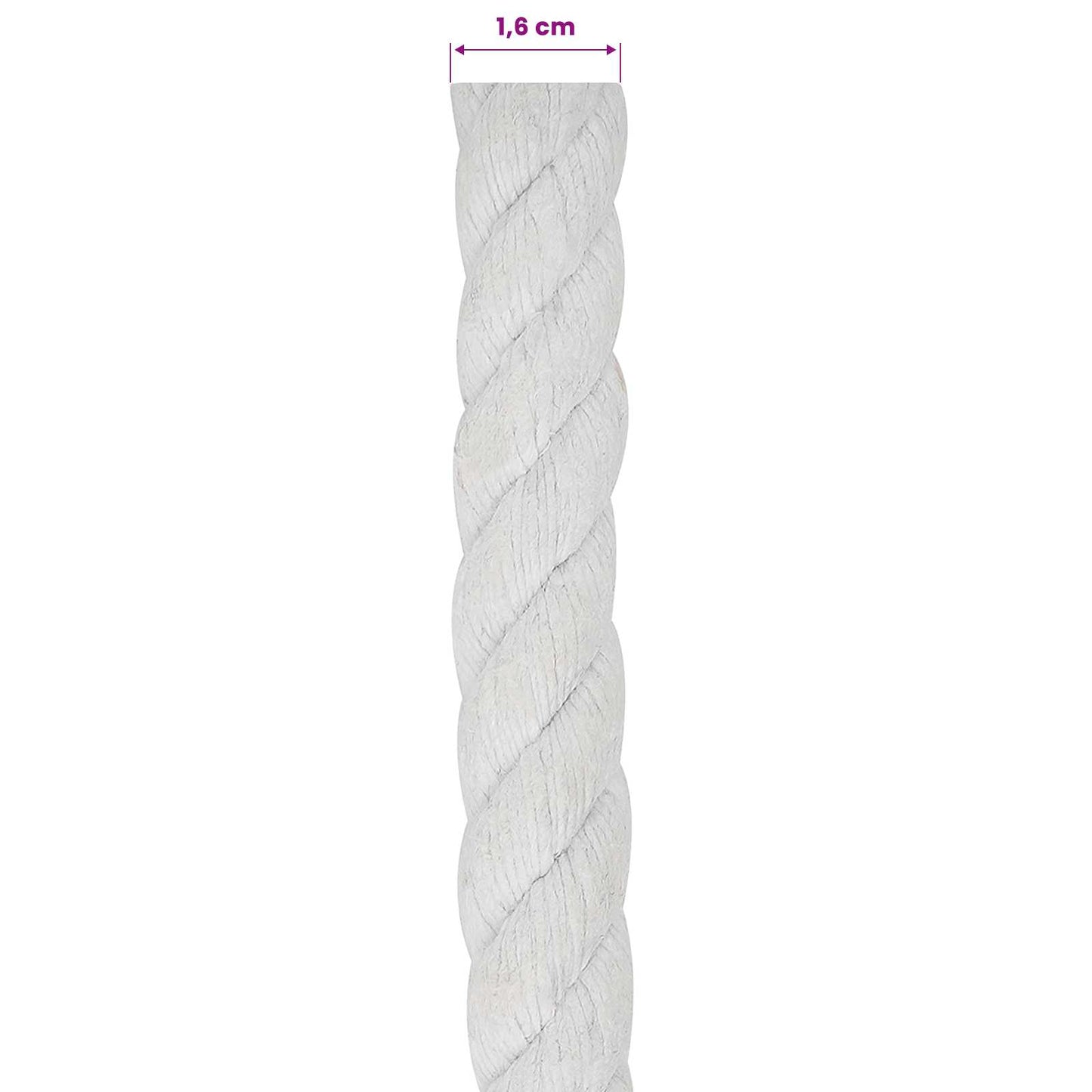 vidaXL Cotton Rope 16 mm 50 m White 100% Cotton 6