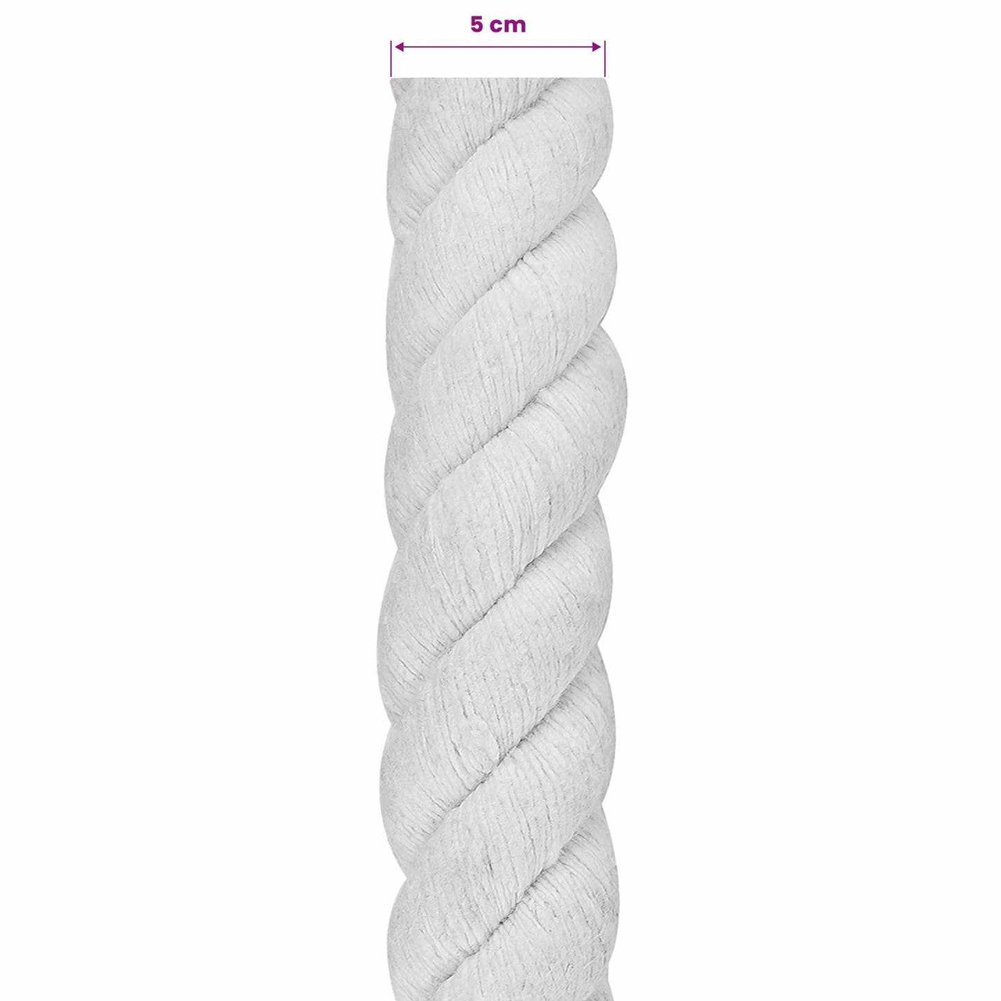 vidaXL Cotton Rope 50 mm 5 m White 100% Cotton 6