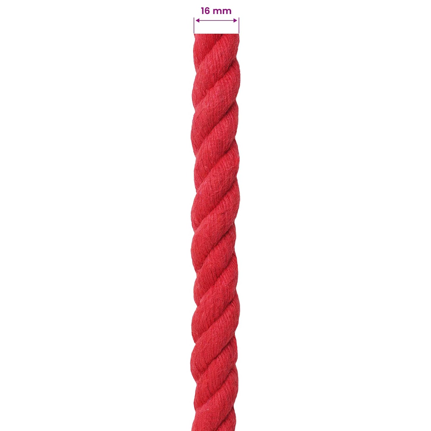 vidaXL Cotton Rope 16 mm 50 m Red 100% Cotton 6