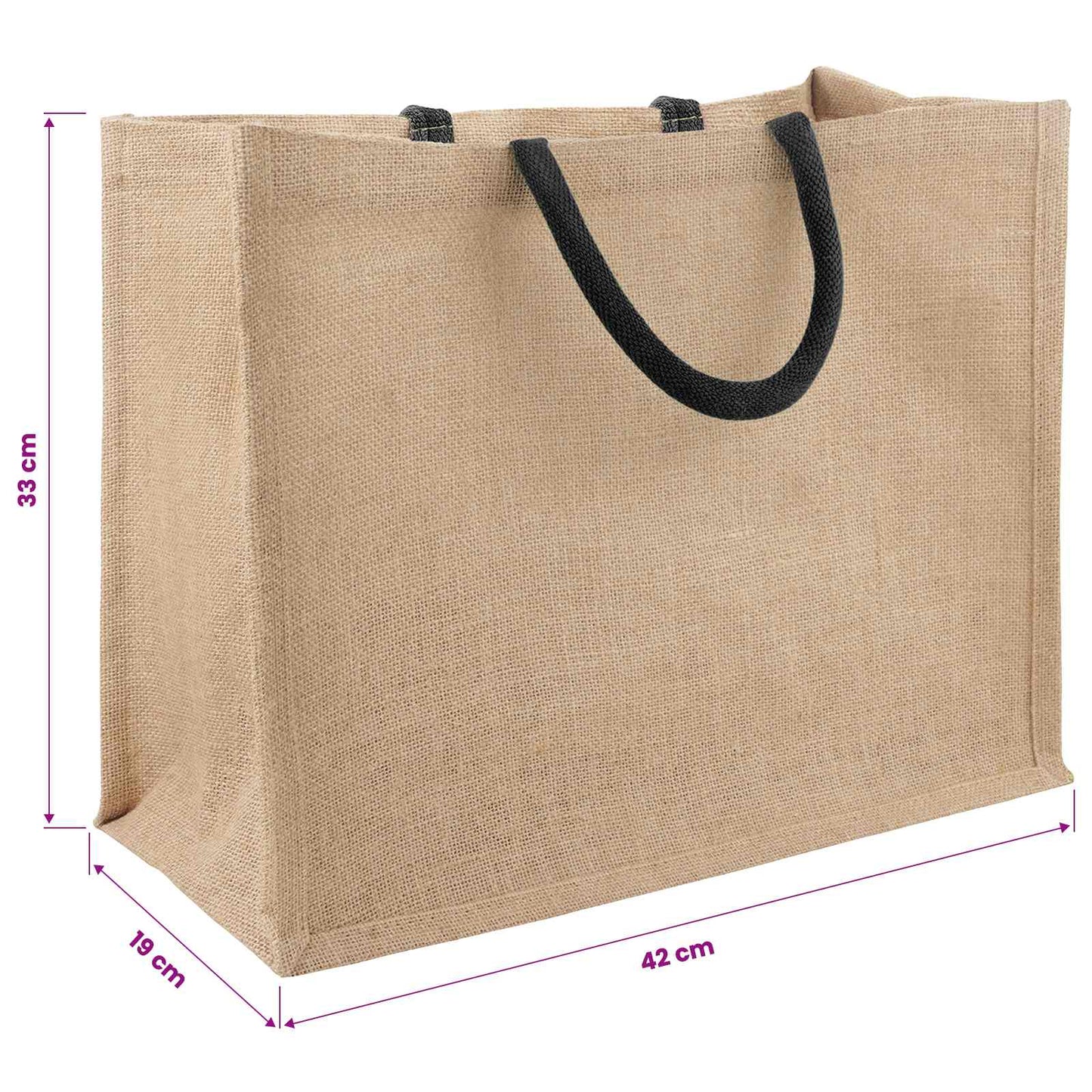vidaXL Jute Handbags 10 Natural and Black 42 x 33 x 19 cm 5