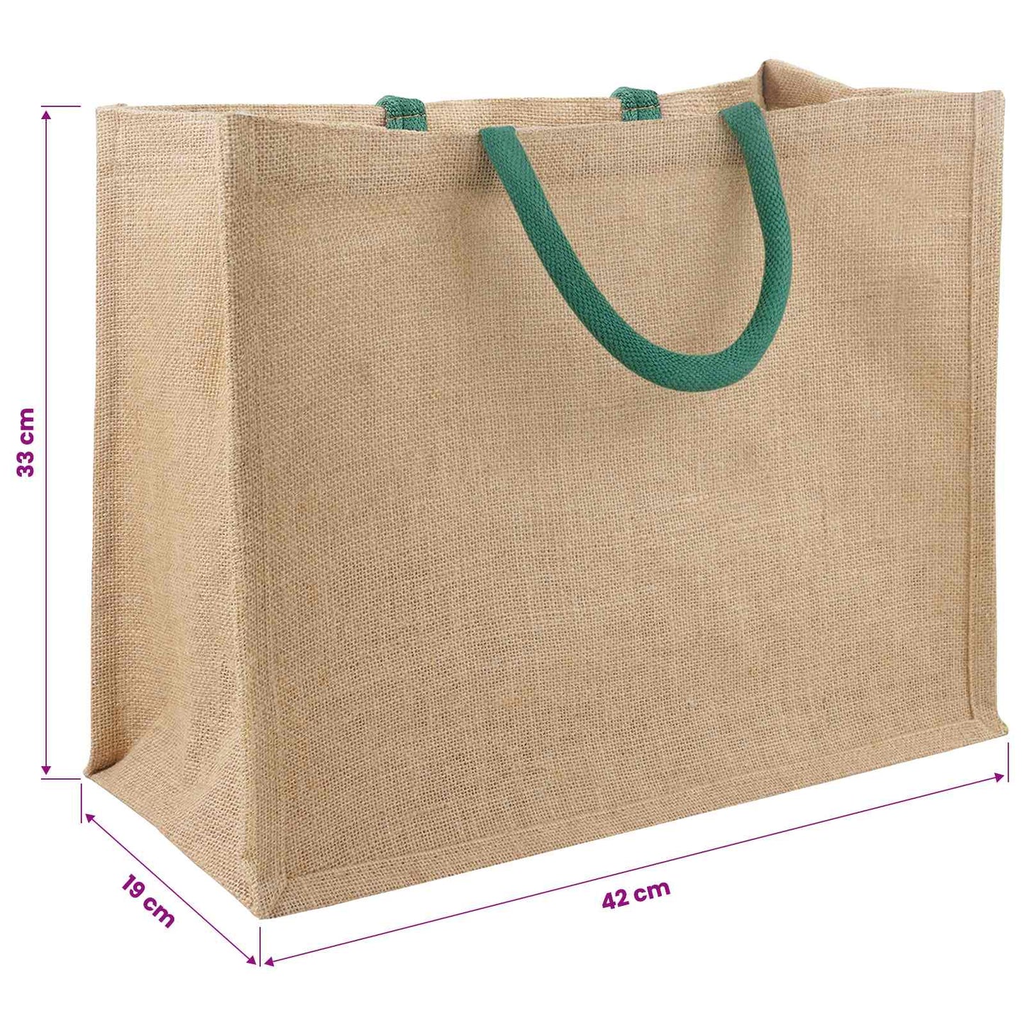 vidaXL Jute Handbags 10 Natural and Green 42 x 33 x 19 cm 5