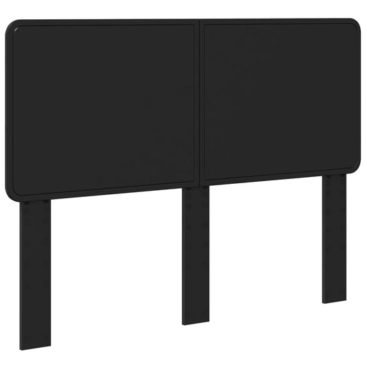 Black engineered wood headboard with two vertical support legs