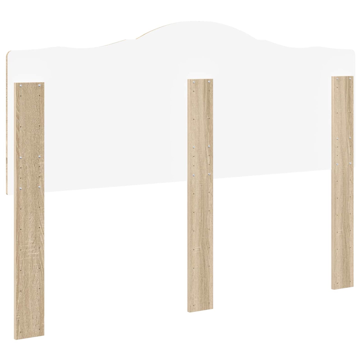 Back of the sonoma oak engineered wood headboard showing attachment points