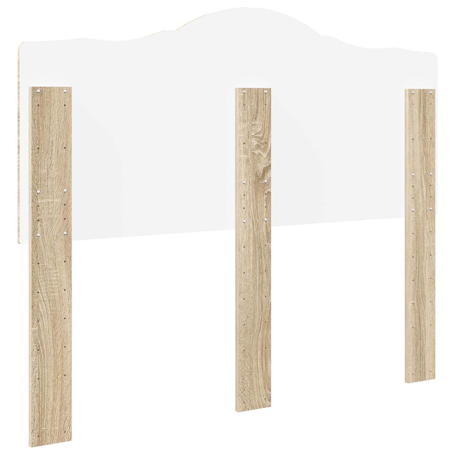 Back of the sonoma oak engineered wood headboard showing fixing points