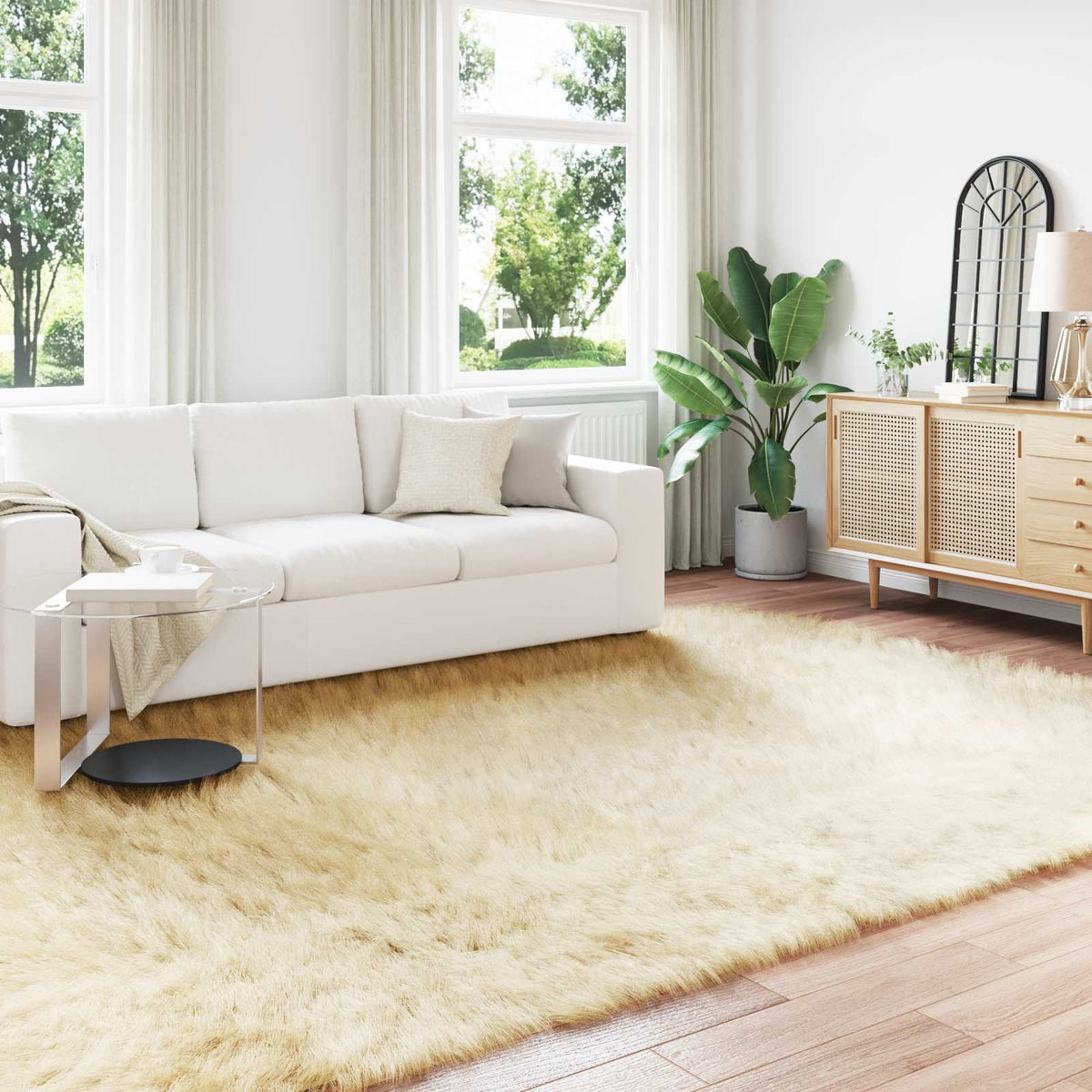 vidaXL Faux Sheepskin Rug TAFALLA Polyester Cream