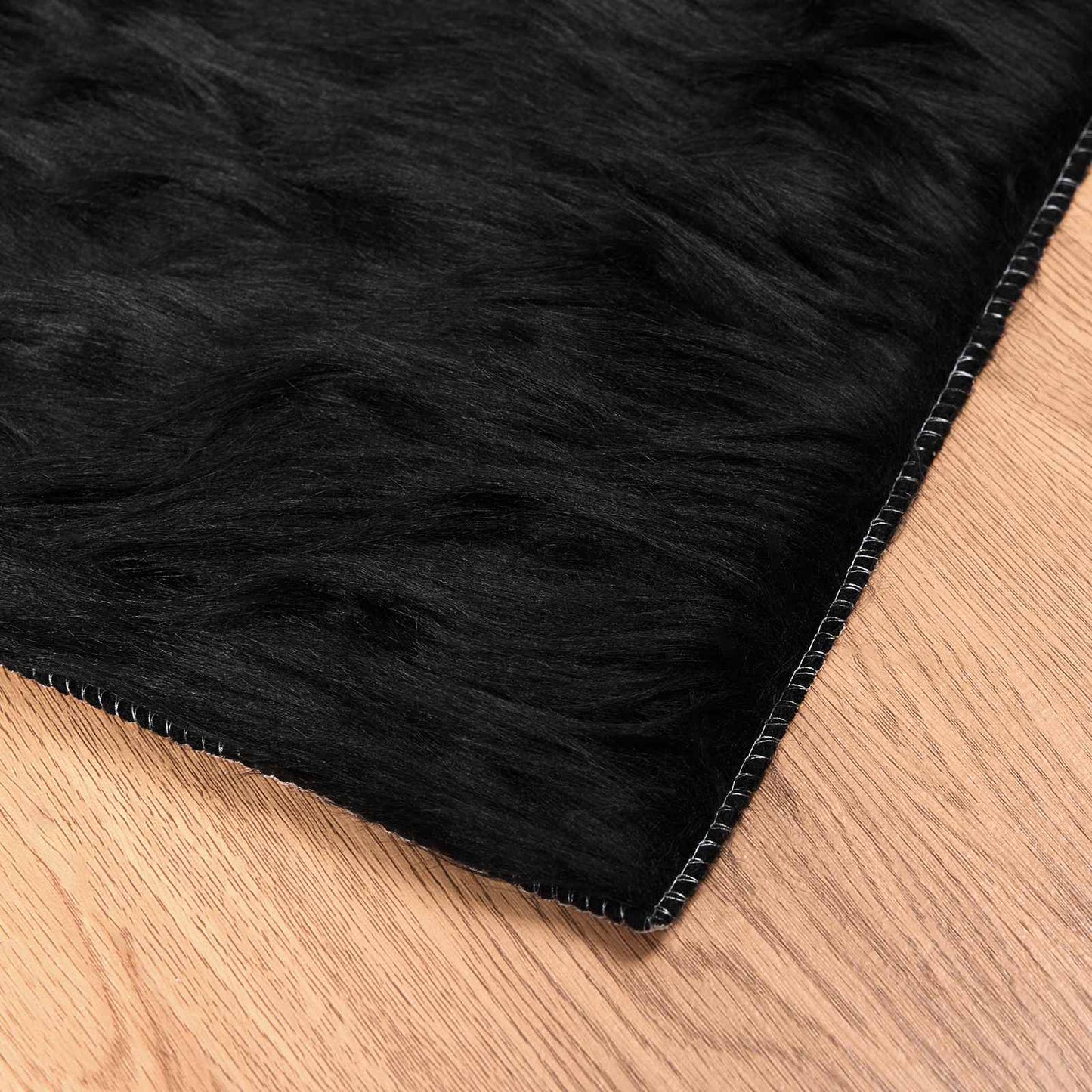 vidaXL Faux Sheepskin Rug TAFALLA Black 200 x 200 cm Polyester 6