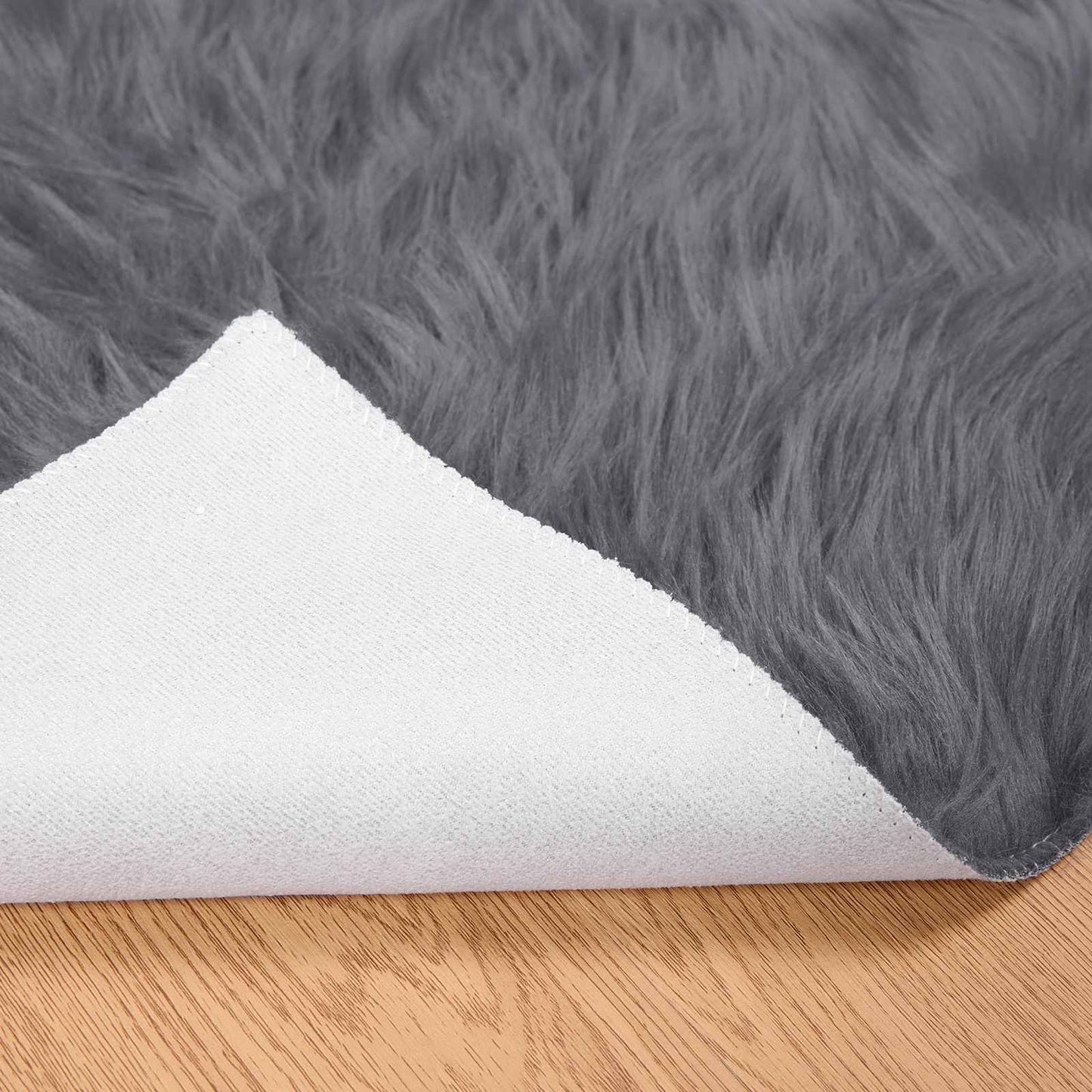 vidaXL Faux Sheepskin Rug TAFALLA Anthracite 160 x 230 cm Polyester 6