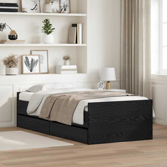 Bed Frame Drawers without Mattress Black oak