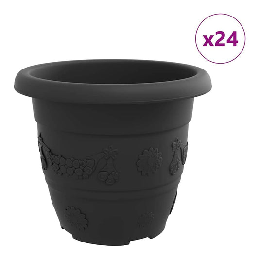 Round Flower Pot Plastic Black Ø 30 x 25 cm