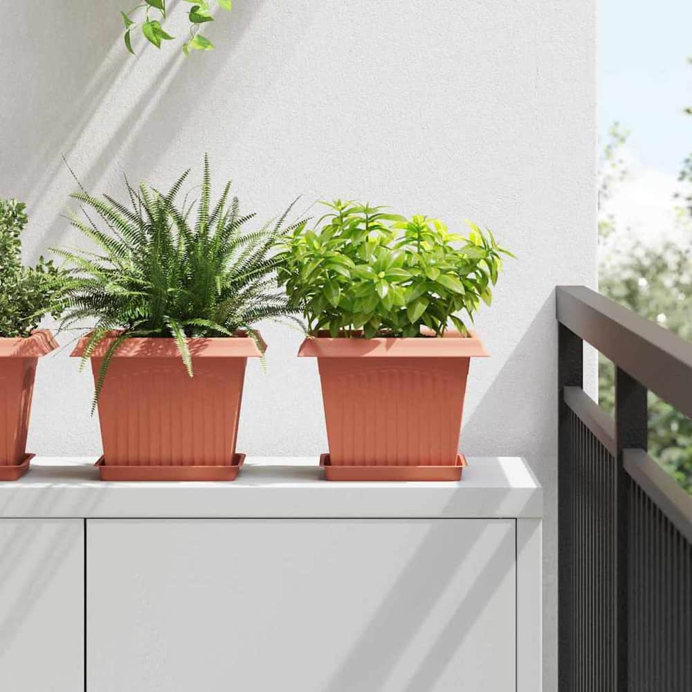 vidaXL Plant Pots Plastic Brick Red 24 pcs