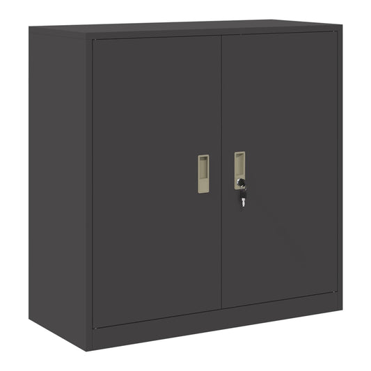 Storage Cabinet Steel Width 90 cm Black 90 cm