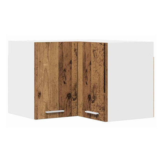 Hanging Cabinet and White 57 x 57 x 40 cm Old wood 1x hanging cabinet (3 shelves) 20–1x hanging glass cabinet (2 doors) 60 cm wide 80 cm high 1x hanging corner cabinet 57 cm wide 40 cm high