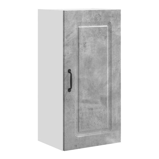 Kitchen Wall Cabinet "Kalmar" Engineered Wood Concrete grey 1x wall cabinet (1 door) 40 cm wide 40 cm high–1x wall corner cabinet 57 cm wide 100 cm high 1x wall cabinet (1 door) 40 cm wide 80 cm high