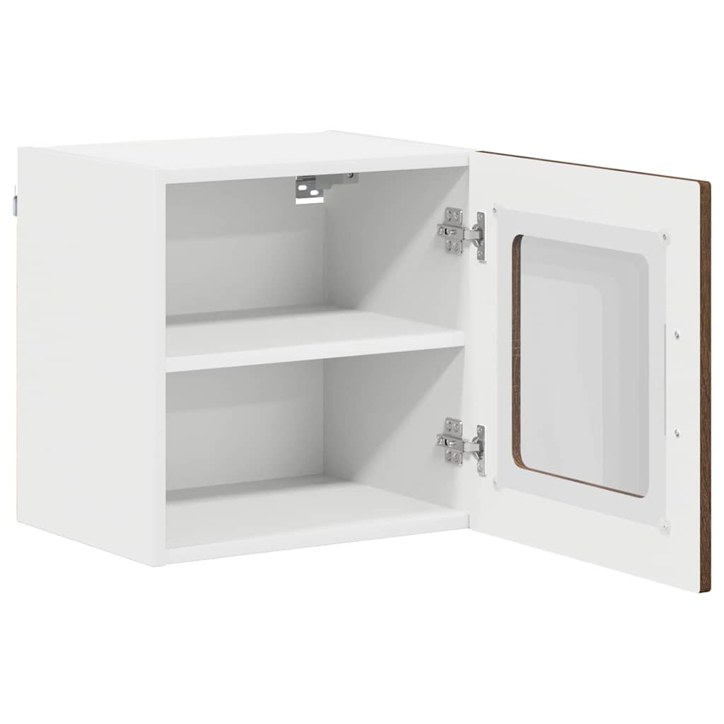 vidaXL Wall Glass Cabinet LUCCA 2 pcs Brown Oak Engineered Wood 6