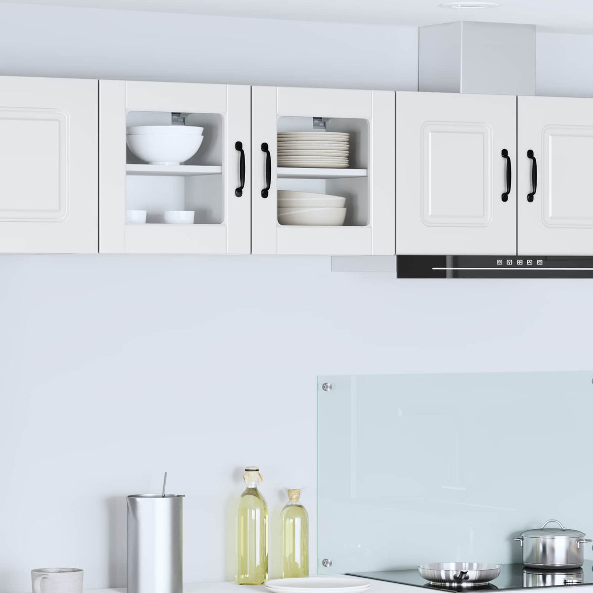 vidaXL Kitchen Wall Cabinet with Glass Door "Porto" White