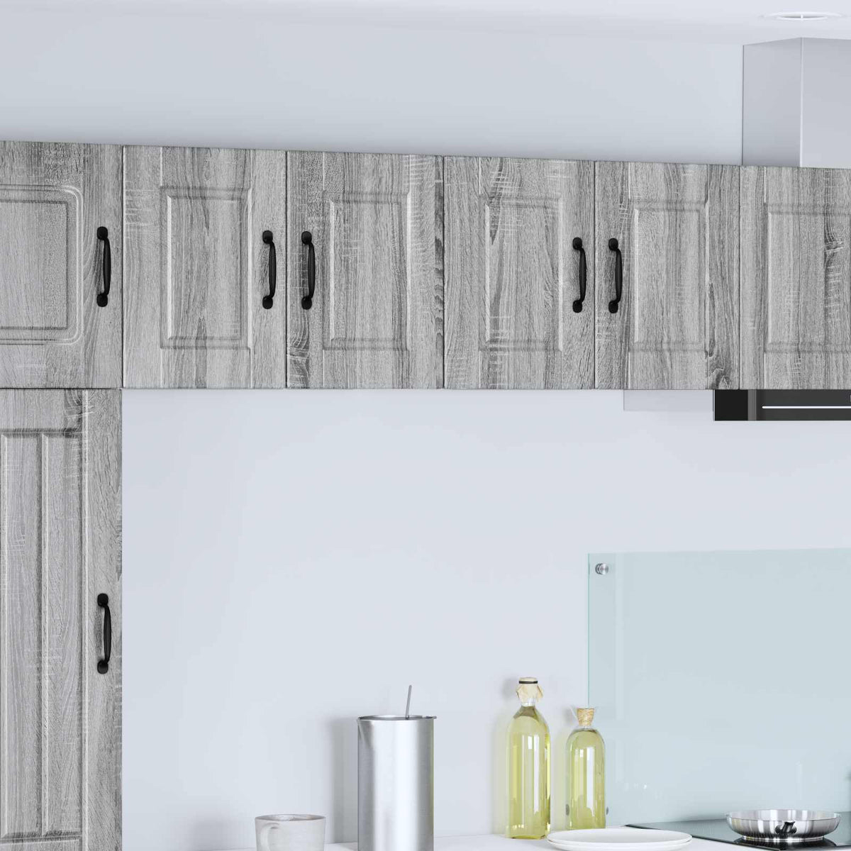 Kitchen Wall Cabinet with Glass Door "Porto" Grey Sonoma 2x wall cabinet (2 doors) 60 cm wide 40 cm high