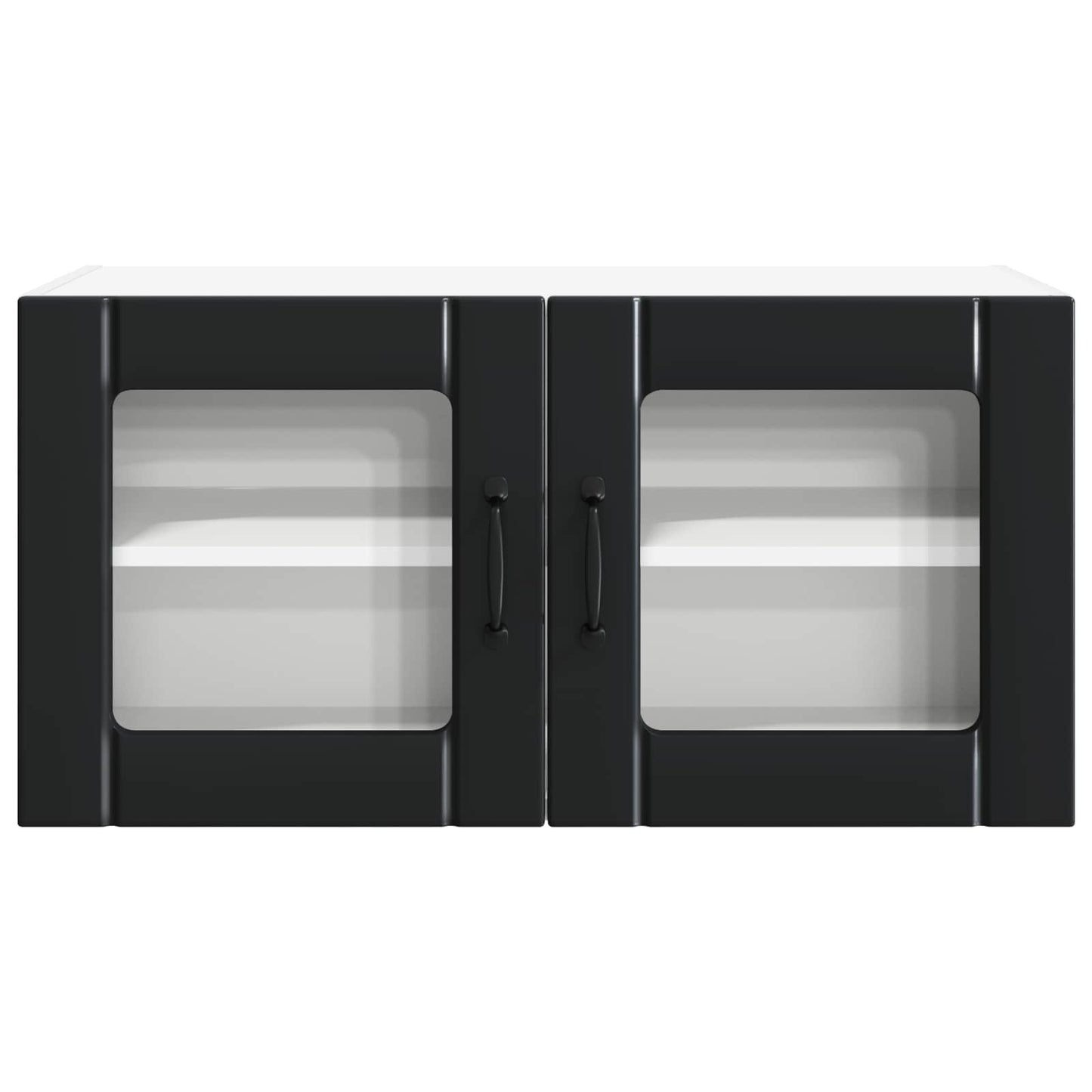 vidaXL Wall Glass Cabinet PORTO Black 80 x 31 x 40 cm Engineered Wood 6