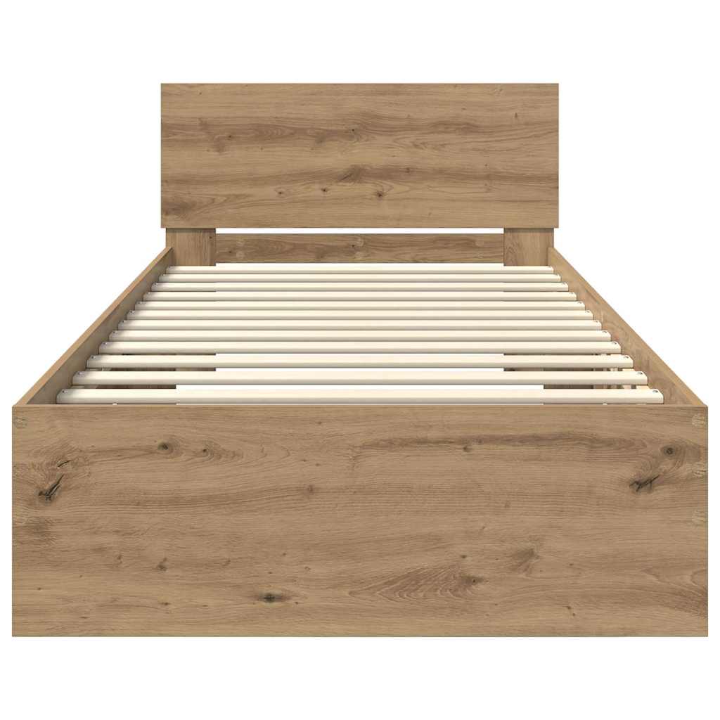 vidaXL Bed Frame Artisan Oak 90 x 190 cm Engineered Wood 6