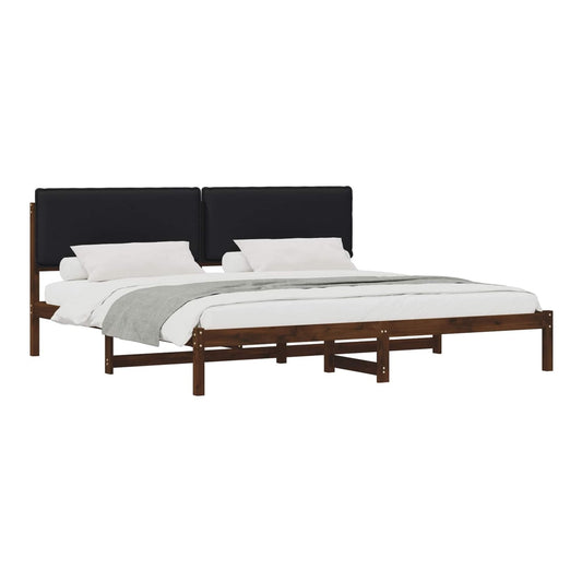 vidaXL Bed Frame with Upholstered Headboard Dark Brown and Black 2