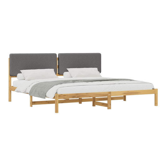 Bed Frame with Upholstered Headboard Length 200 cm Whitewash and Light Grey 200 cm