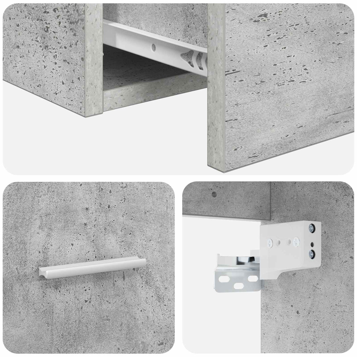 vidaXL Wall-Mounted Bathroom Cabinet Concrete Grey 62.5 x 44.5 x 50 cm 6