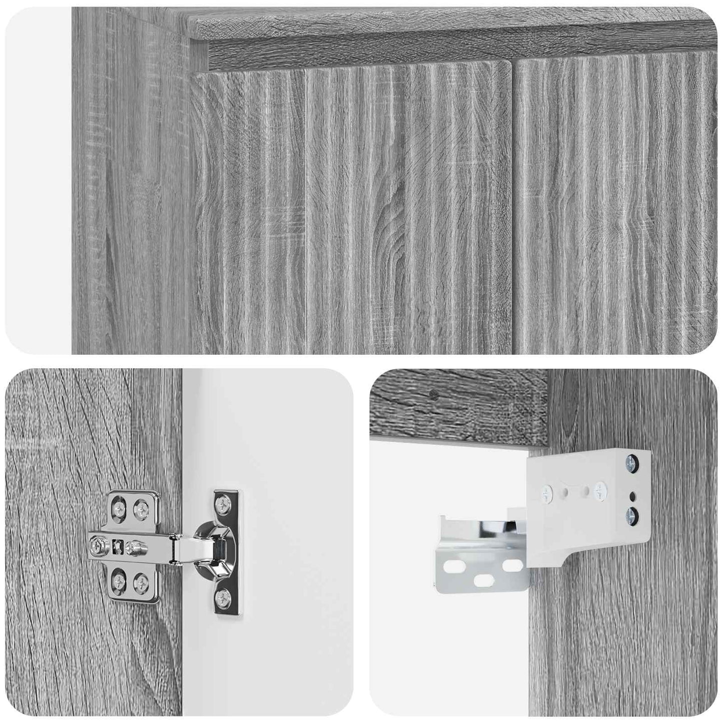 vidaXL Wall-mounted Bathroom Cabinet Grey Sonoma 62.5 x 44.5 x 50 cm 6