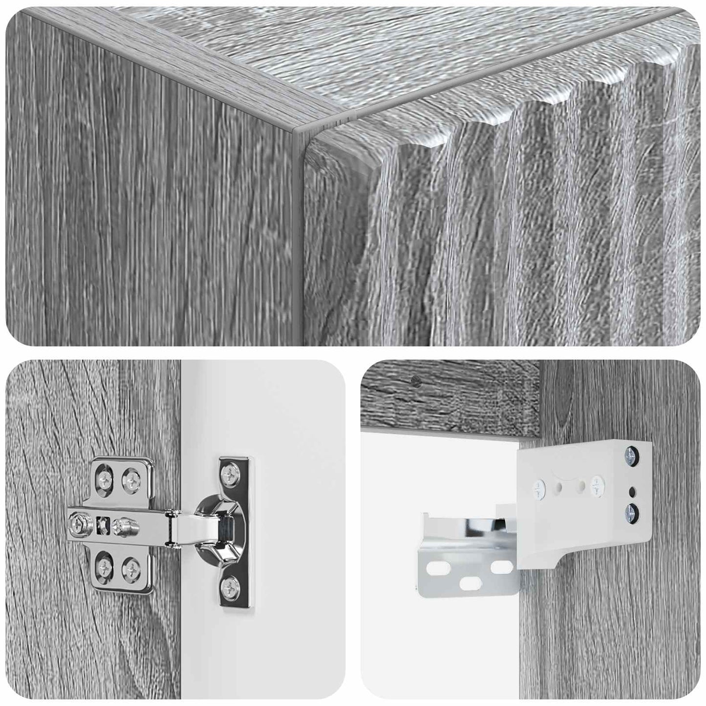 vidaXL Wall-mounted Bathroom Cabinet Grey Sonoma 33 x 34.5 x 100 cm 6