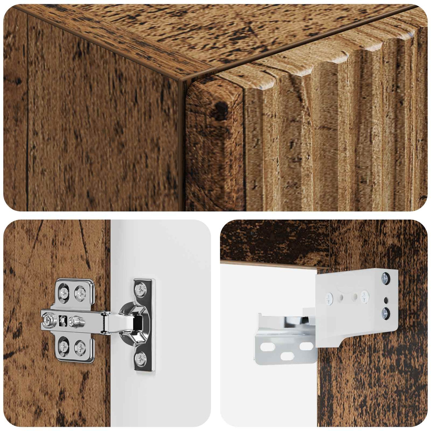 vidaXL Wall-mounted Bathroom Cabinet Old Wood 33 x 34.5 x 100 cm 6