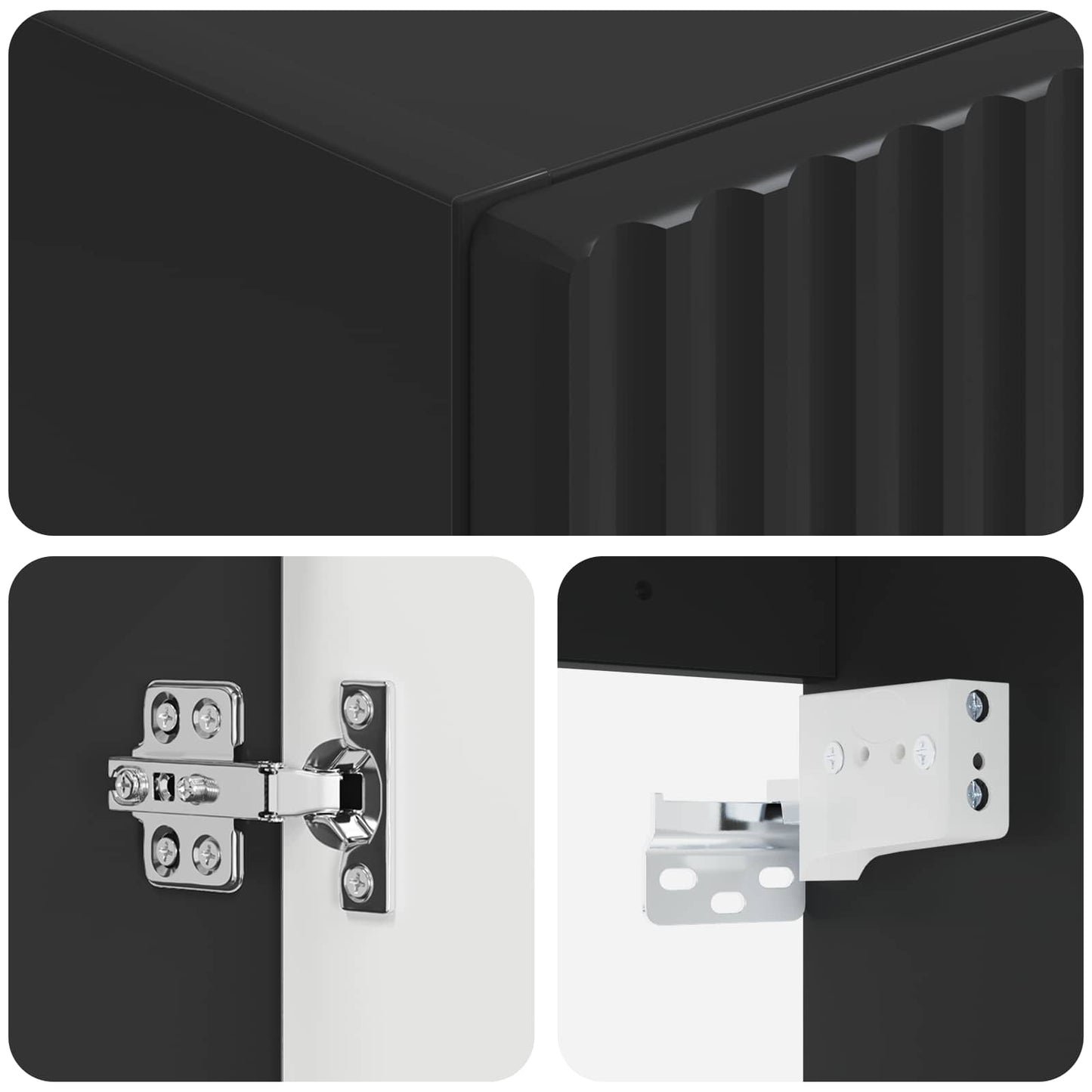 vidaXL Wall-mounted Bathroom Cabinet Black 33 x 34.5 x 60 cm 6