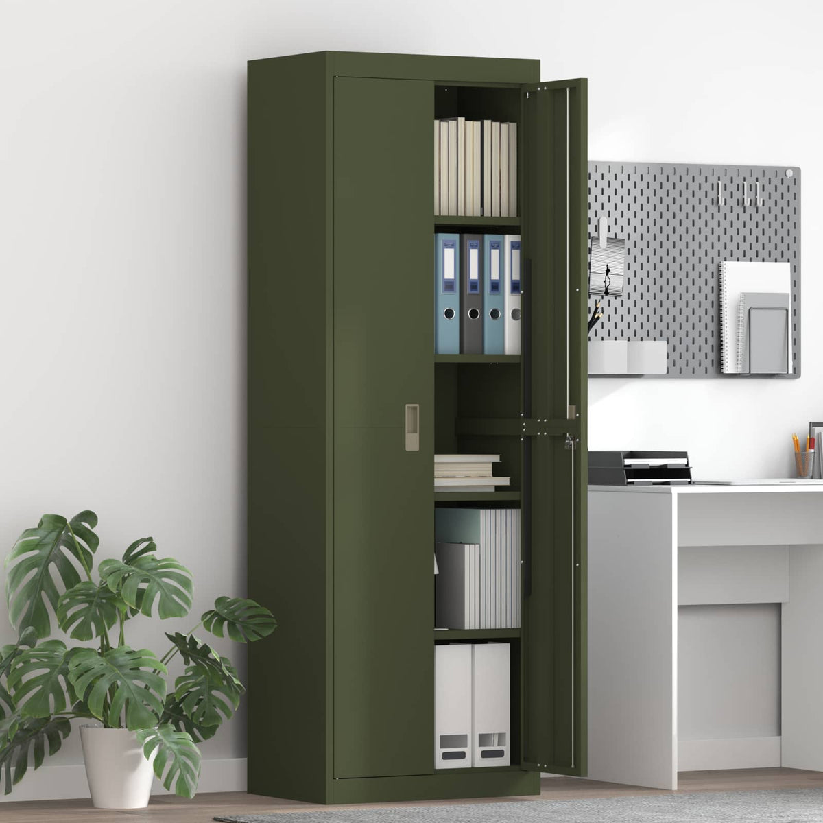 Storage Cabinet Steel Width 60 cm Olive Green 180 cm