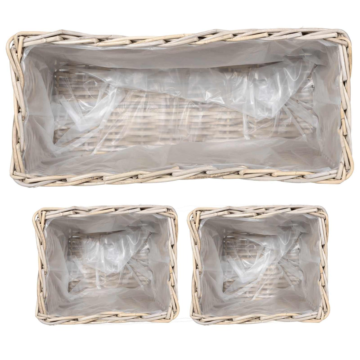 vidaXL Planter Basket GENDT 3 pcs Natural Grey Kubu Rattan 6