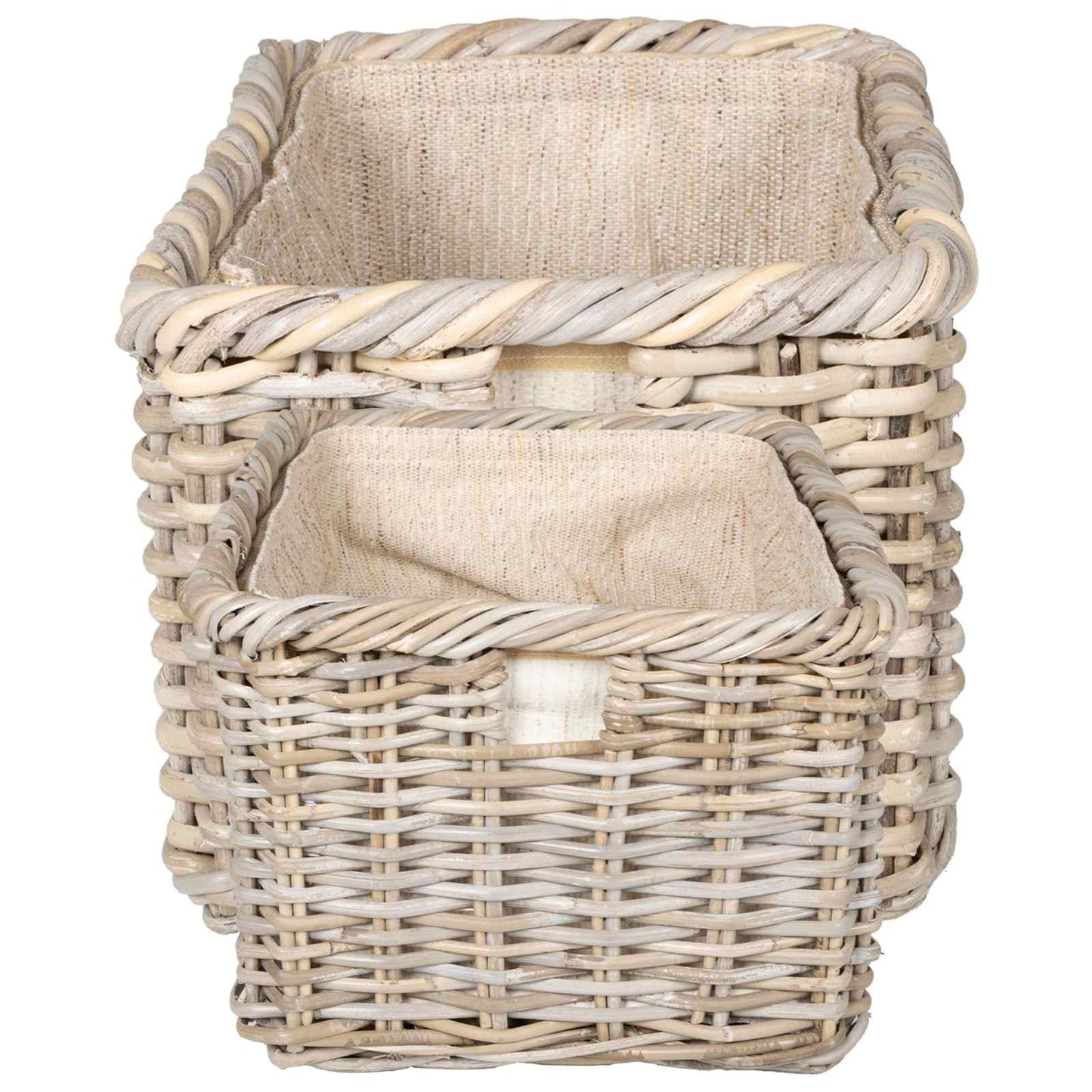 vidaXL Firewood Basket GENDT 2 pcs Natural Grey Kubu Rattan 6