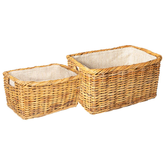 Firewood Basket GENDT 2 pcs Natural Kubu Rattan Brown