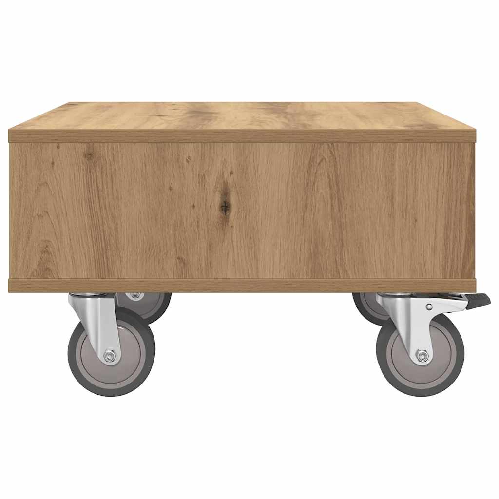 vidaXL Side Table with Wheels Artisan Oak 50.5 x 50 x 30 cm 6