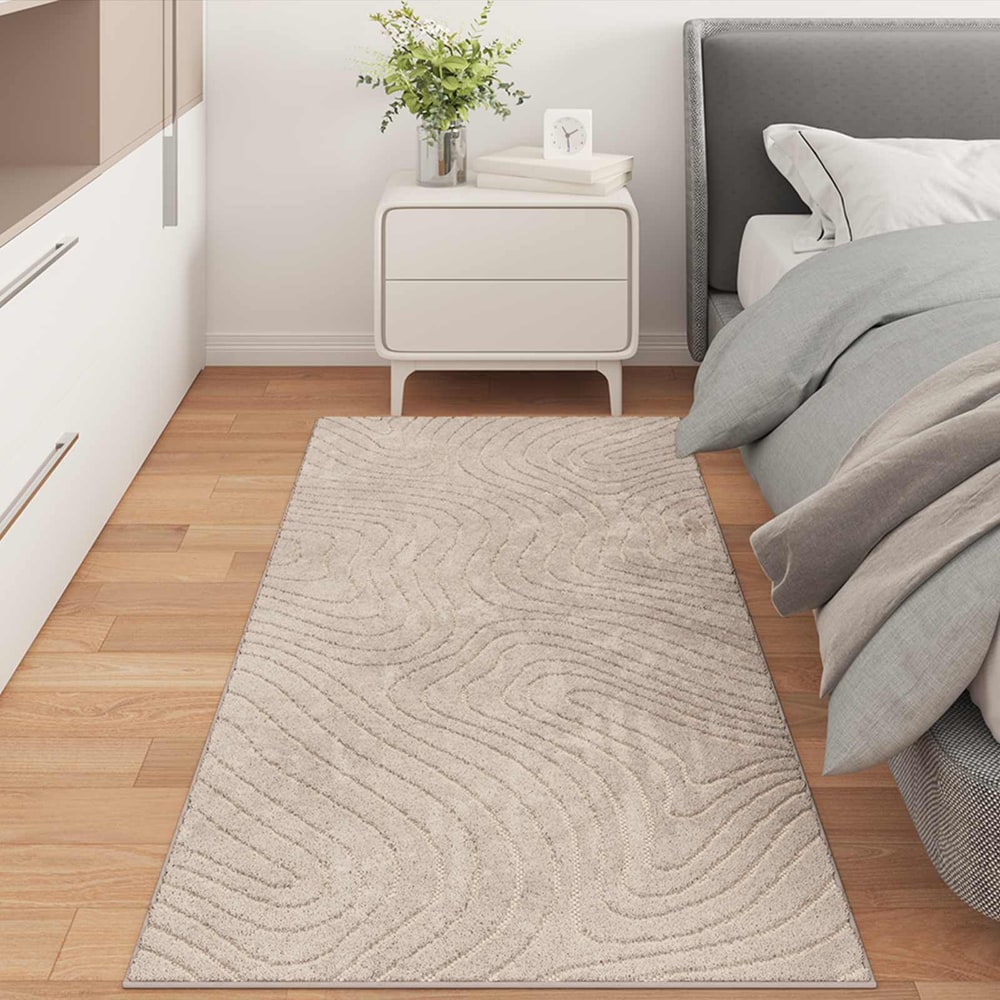 vidaXL Indoor and Outdoor Rug PALMERAS Polyester Waveform Beige
